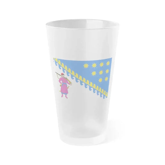 Flag of Dnipropetrovsk Oblast Ukraine - Frosted Pint Glass 16oz 16oz Frosted - Go Mug Yourself