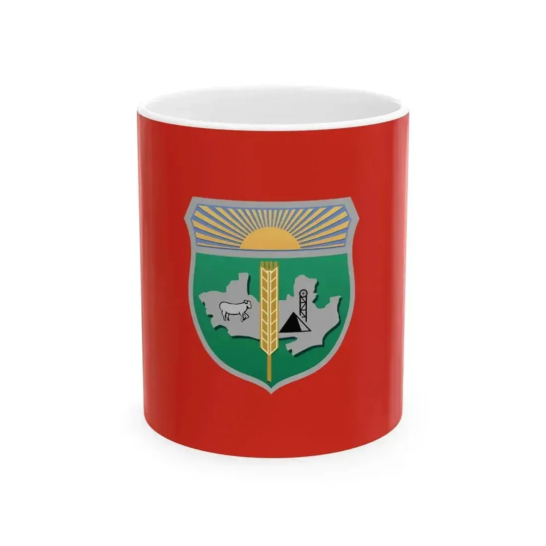 Flag of Dombarovsky rayon Orenburg oblast (Russia) White Coffee Mug 11oz - Go Mug Yourself