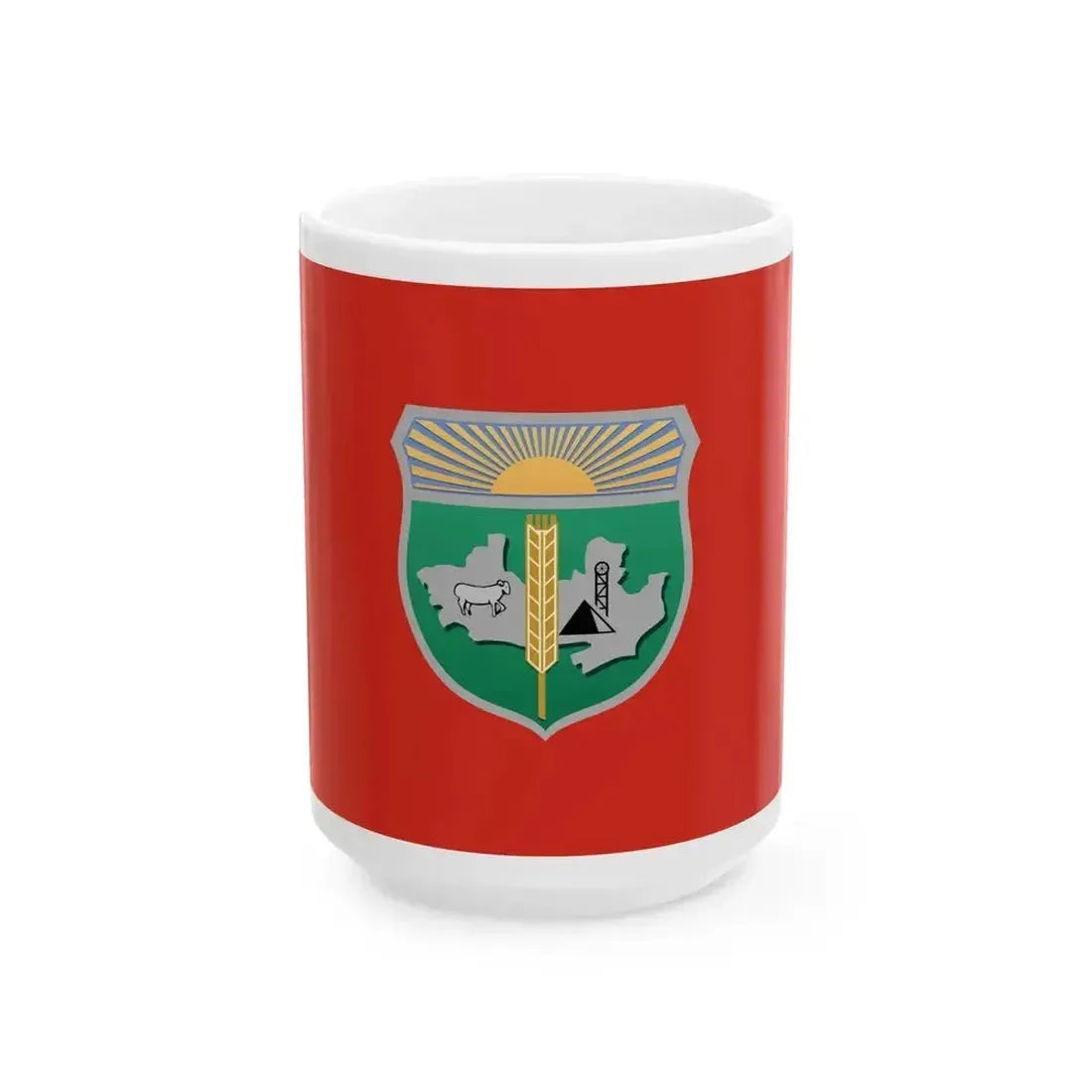 Flag of Dombarovsky rayon Orenburg oblast (Russia) White Coffee Mug 15oz - Go Mug Yourself