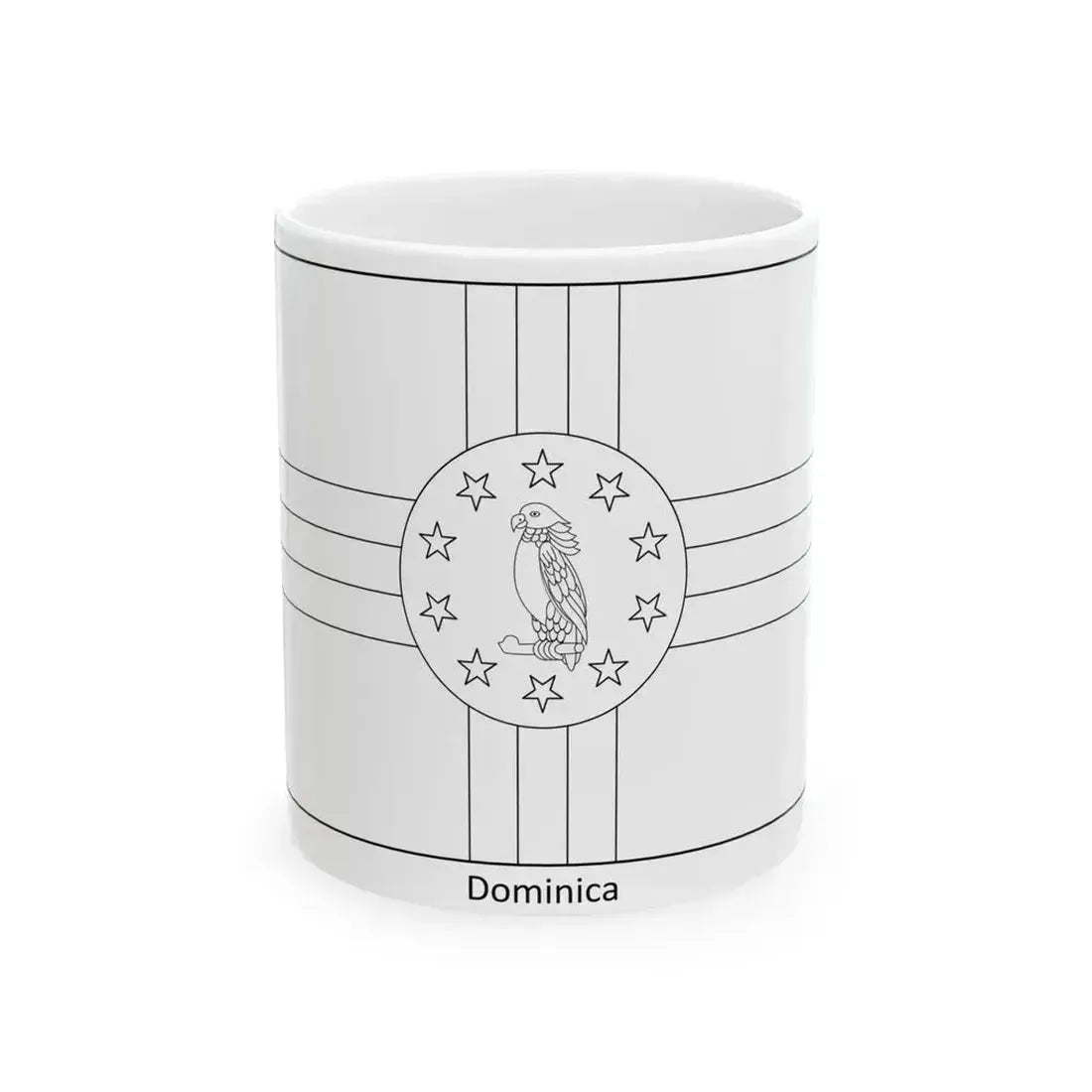 Flag of Dominica colouring page (Dominica) White Coffee Mug 11oz - Go Mug Yourself