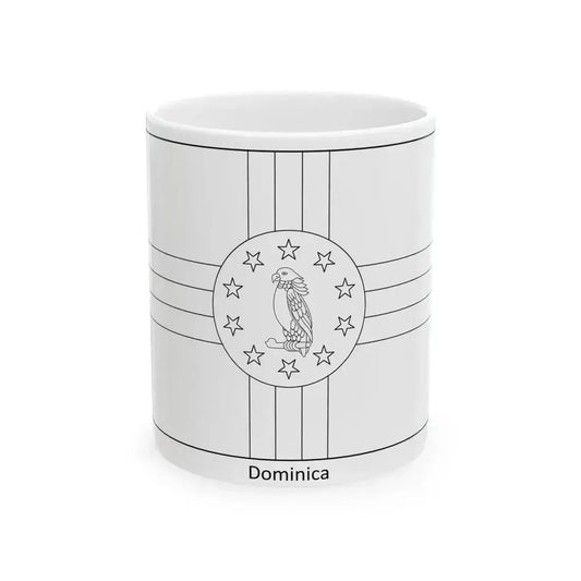 Flag of Dominica colouring page (Dominica) White Coffee Mug 11oz - Go Mug Yourself