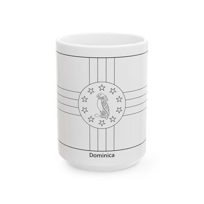Flag of Dominica colouring page (Dominica) White Coffee Mug-15oz-Go Mug Yourself