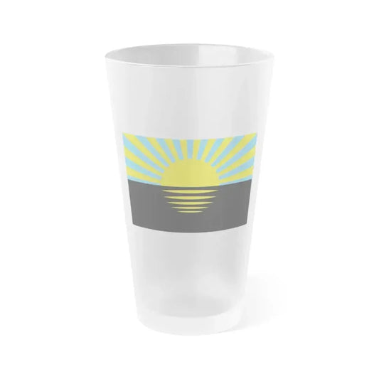 Flag of Donetsk Oblast Ukraine - Frosted Pint Glass 16oz 16oz Frosted - Go Mug Yourself