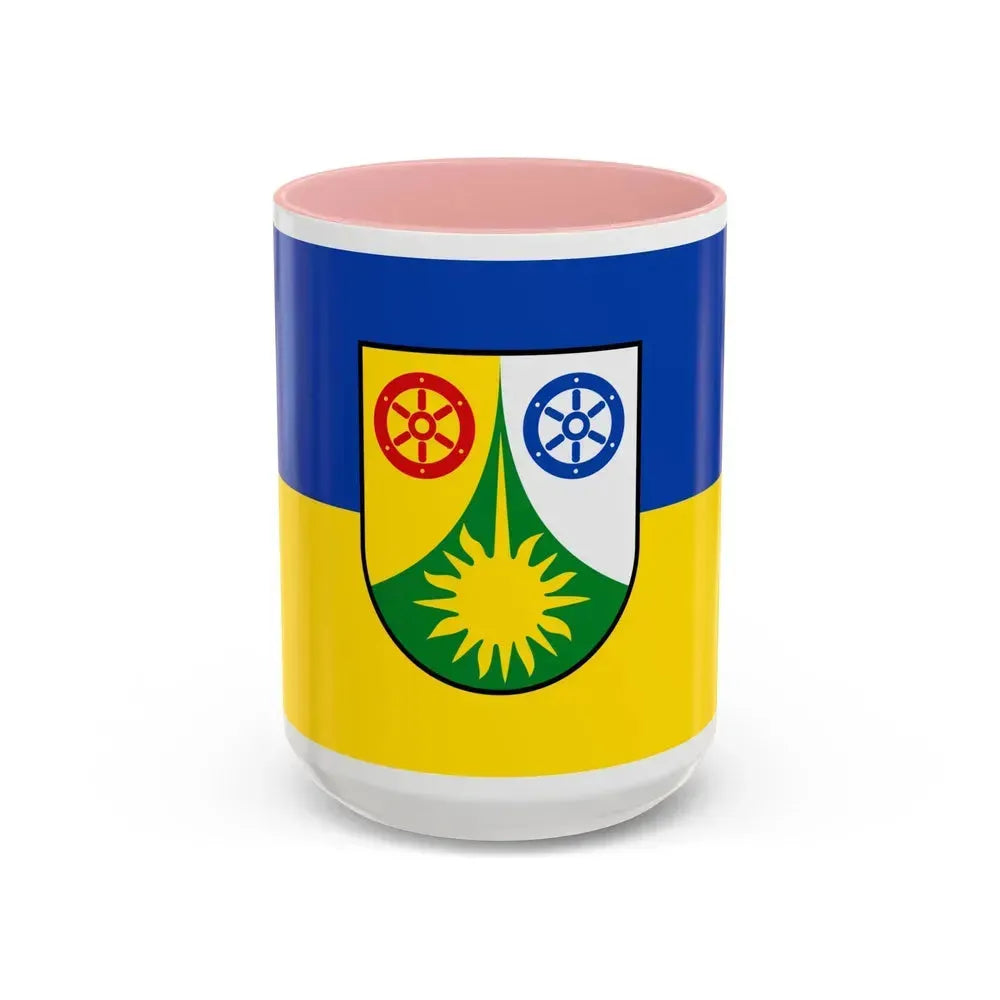 Flag of Donnersbergkreis Germany - Accent Coffee Mug 15oz Pink - Go Mug Yourself