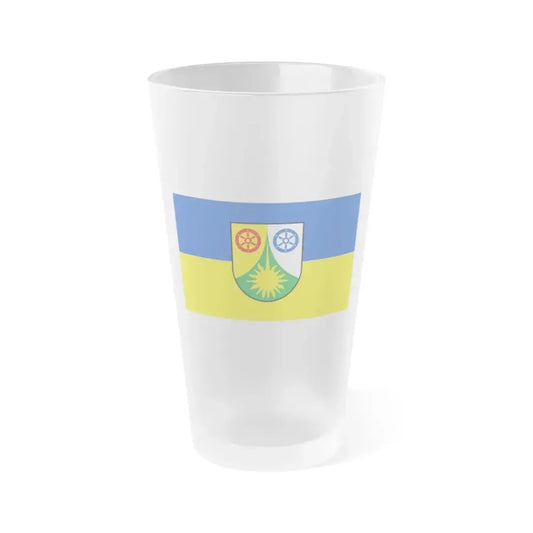 Flag of Donnersbergkreis Germany - Frosted Pint Glass 16oz 16oz Frosted - Go Mug Yourself