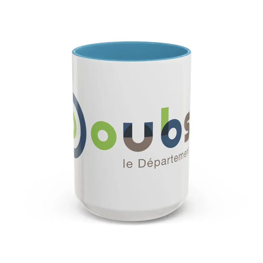 Flag of Doubs France - Accent Coffee Mug 15oz Light Blue - Go Mug Yourself