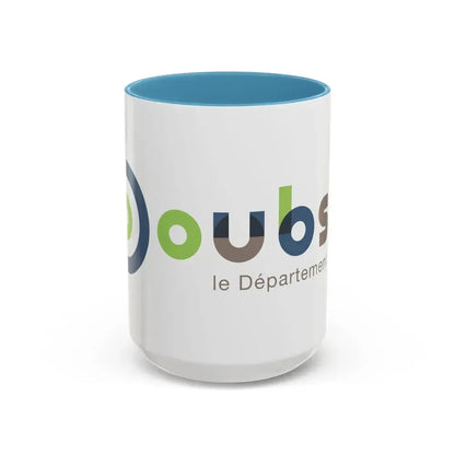Flag of Doubs France - Accent Coffee Mug 15oz Light Blue - Go Mug Yourself