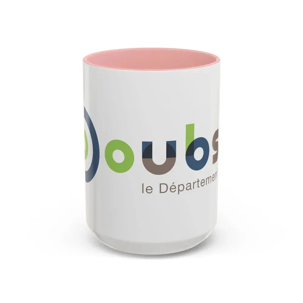 Flag of Doubs France - Accent Coffee Mug 15oz Pink - Go Mug Yourself