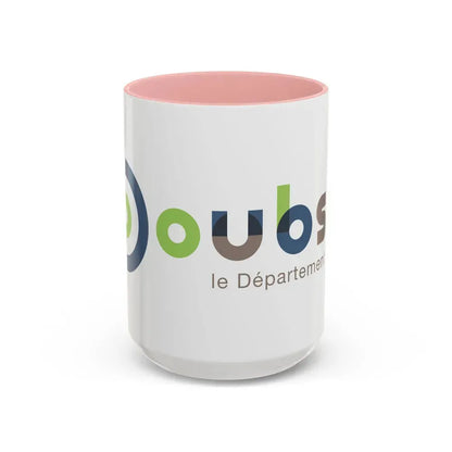 Flag of Doubs France - Accent Coffee Mug 15oz Pink - Go Mug Yourself