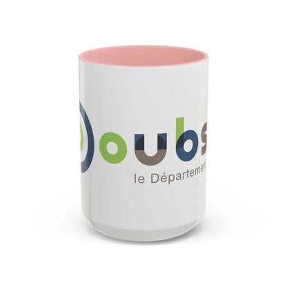 Flag of Doubs France - Accent Coffee Mug 15oz Pink - Go Mug Yourself