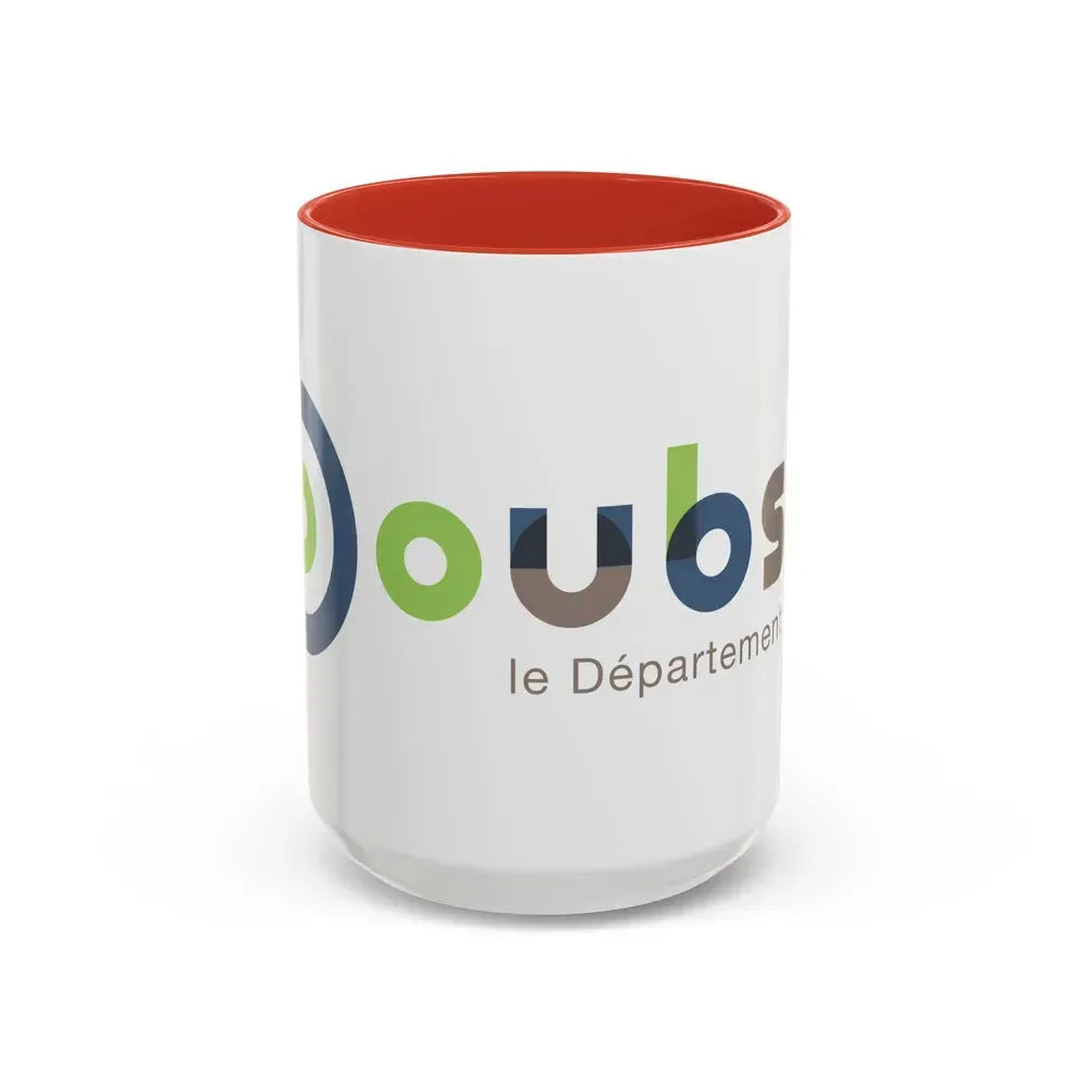 Flag of Doubs France - Accent Coffee Mug 15oz Red - Go Mug Yourself