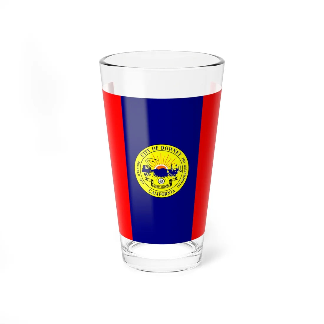 Flag of Downey California (United States) Pint Glass 16oz 16oz - Go Mug Yourself