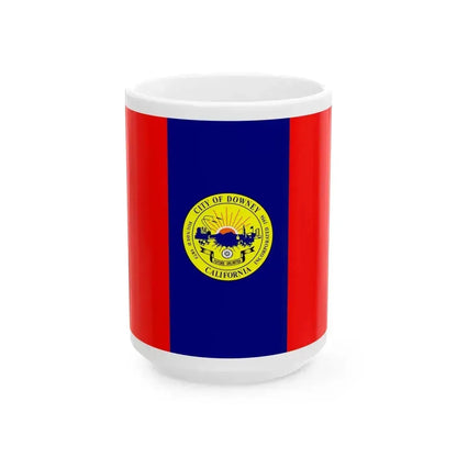 Flag of Downey California (United States) White Coffee Mug 15oz - Go Mug Yourself