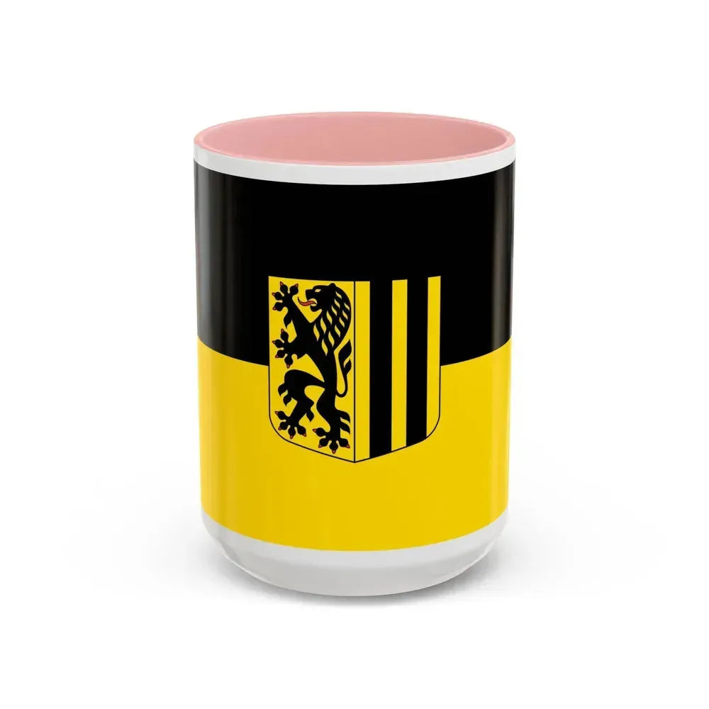 Flag of Dresden Germany - Accent Coffee Mug 15oz Pink - Go Mug Yourself