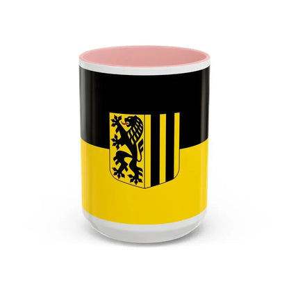 Flag of Dresden Germany - Accent Coffee Mug 15oz Pink - Go Mug Yourself