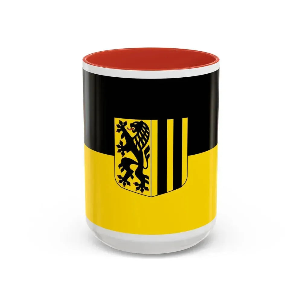 Flag of Dresden Germany - Accent Coffee Mug 15oz Red - Go Mug Yourself
