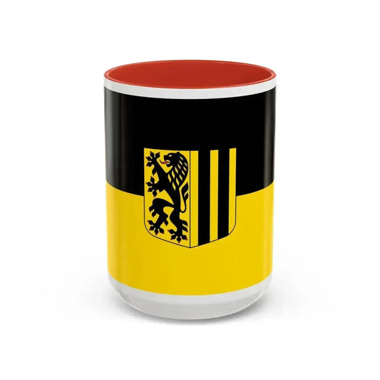 Flag of Dresden Germany - Accent Coffee Mug 15oz Red - Go Mug Yourself