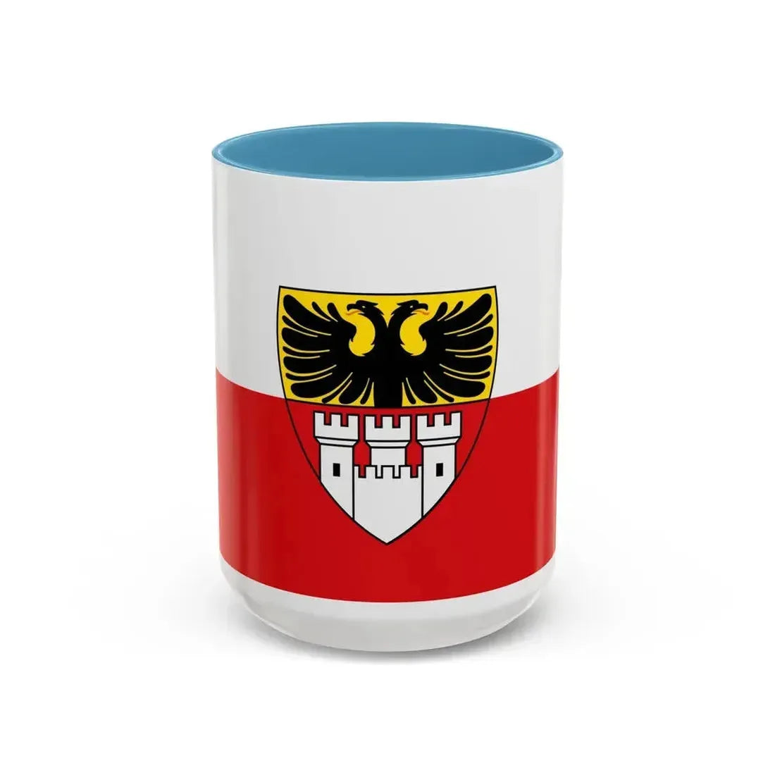Flag of Duisburg mit Wappen Germany - Accent Coffee Mug 15oz Light Blue - Go Mug Yourself