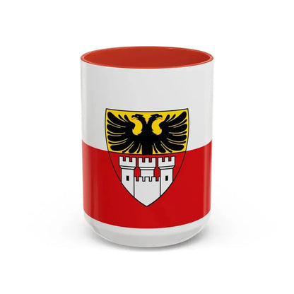 Flag of Duisburg mit Wappen Germany - Accent Coffee Mug 15oz Red - Go Mug Yourself