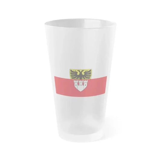 Flag of Duisburg mit Wappen Germany - Frosted Pint Glass 16oz 16oz Frosted - Go Mug Yourself