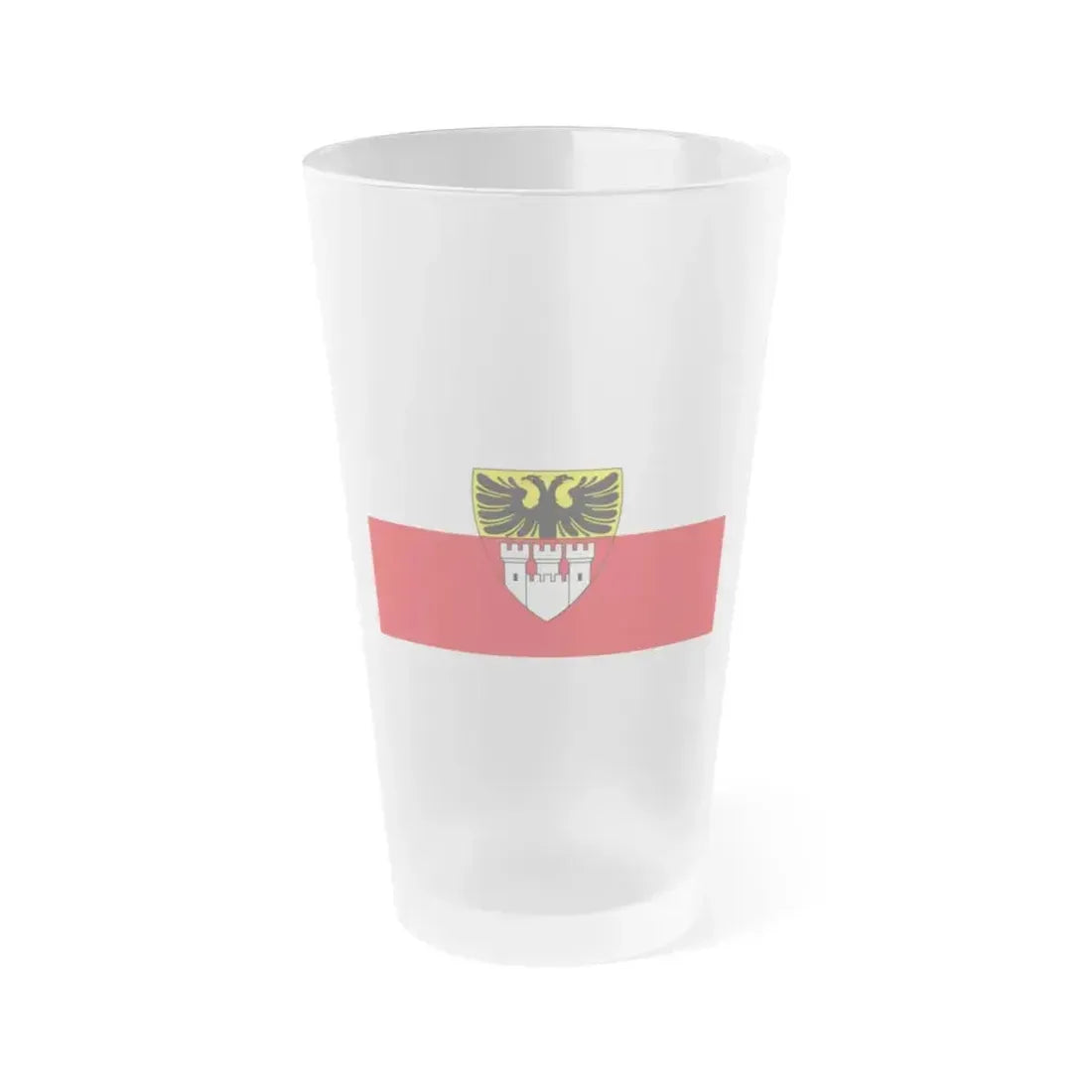 Flag of Duisburg mit Wappen Germany - Frosted Pint Glass 16oz 16oz Frosted - Go Mug Yourself