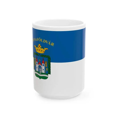 Flag of Dunafoldvar (Hungary) White Coffee Mug 15oz - Go Mug Yourself