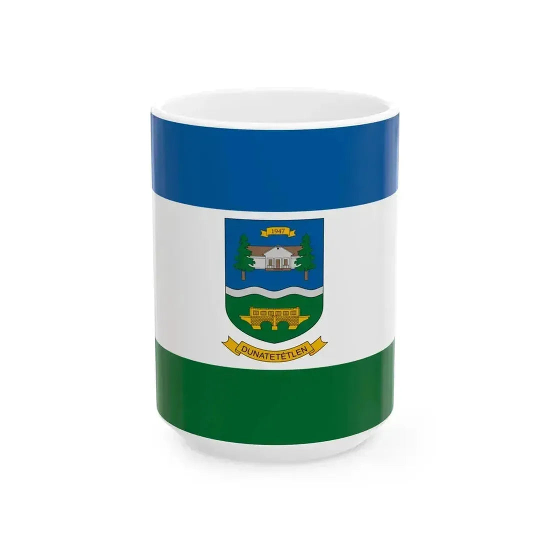 Flag of Dunatetetlen (Hungary) White Coffee Mug 15oz - Go Mug Yourself
