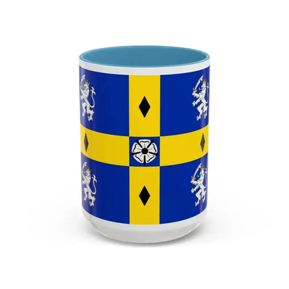 Flag of Durham County Council UK - Accent Coffee Mug 15oz Light Blue - Go Mug Yourself