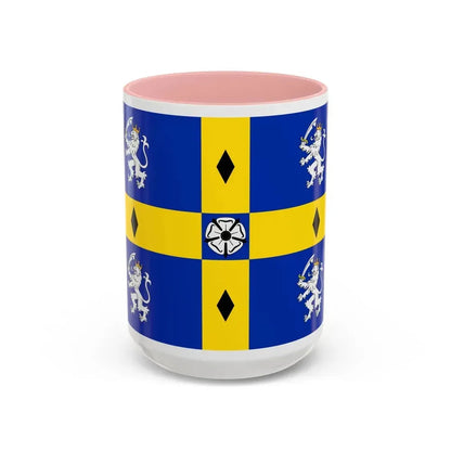 Flag of Durham County Council UK - Accent Coffee Mug 15oz Pink - Go Mug Yourself