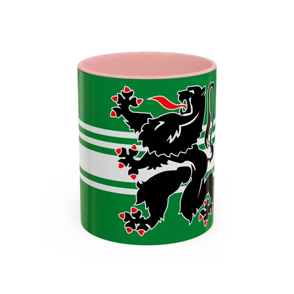 Flag of East Flanders Belgium - Accent Coffee Mug 11oz Pink - Go Mug Yourself