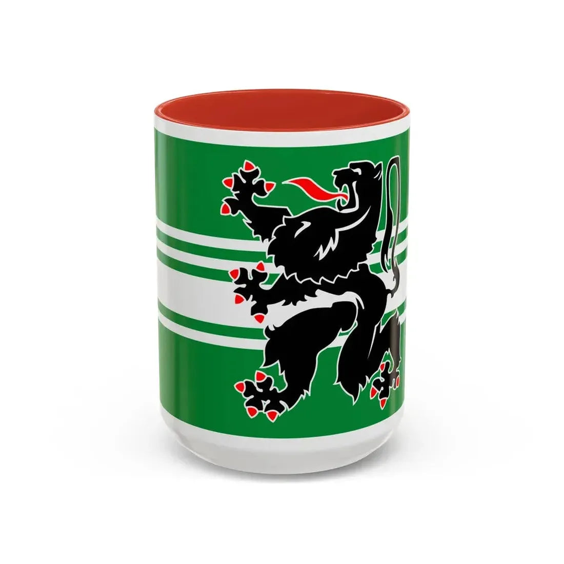 Flag of East Flanders Belgium - Accent Coffee Mug 15oz Red - Go Mug Yourself