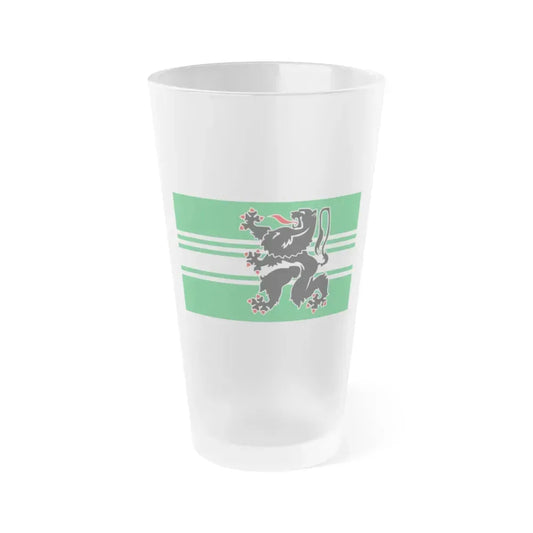 Flag of East Flanders Belgium - Frosted Pint Glass 16oz 16oz Frosted - Go Mug Yourself