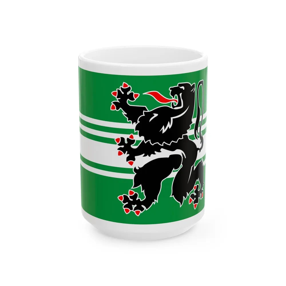 Flag of East Flanders Belgium - White Coffee Mug-15oz-Go Mug Yourself