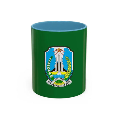 Flag of East Java Indonesia - Accent Coffee Mug 11oz Light Blue - Go Mug Yourself