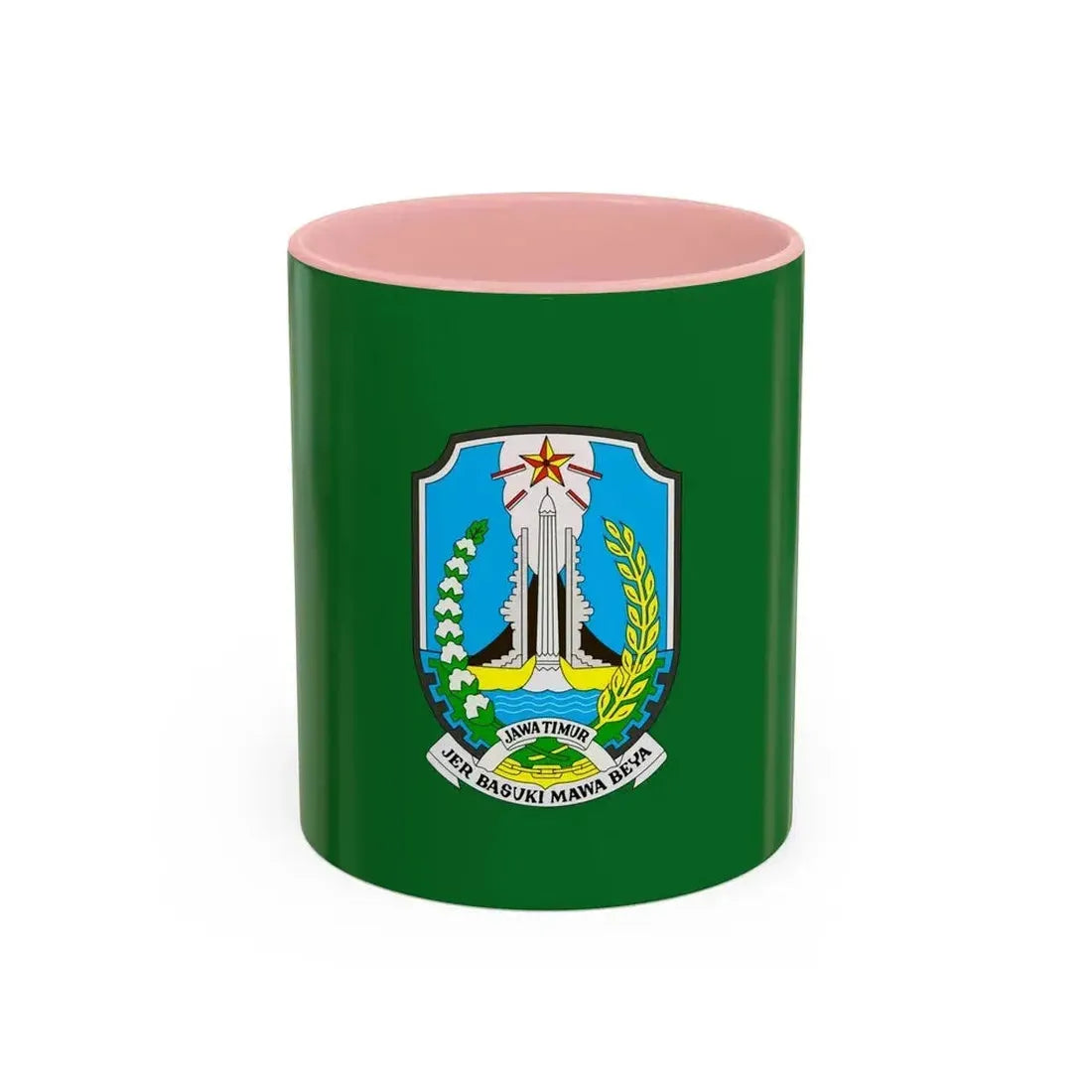 Flag of East Java Indonesia - Accent Coffee Mug 11oz Pink - Go Mug Yourself