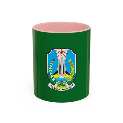 Flag of East Java Indonesia - Accent Coffee Mug 11oz Pink - Go Mug Yourself