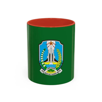 Flag of East Java Indonesia - Accent Coffee Mug 11oz Red - Go Mug Yourself