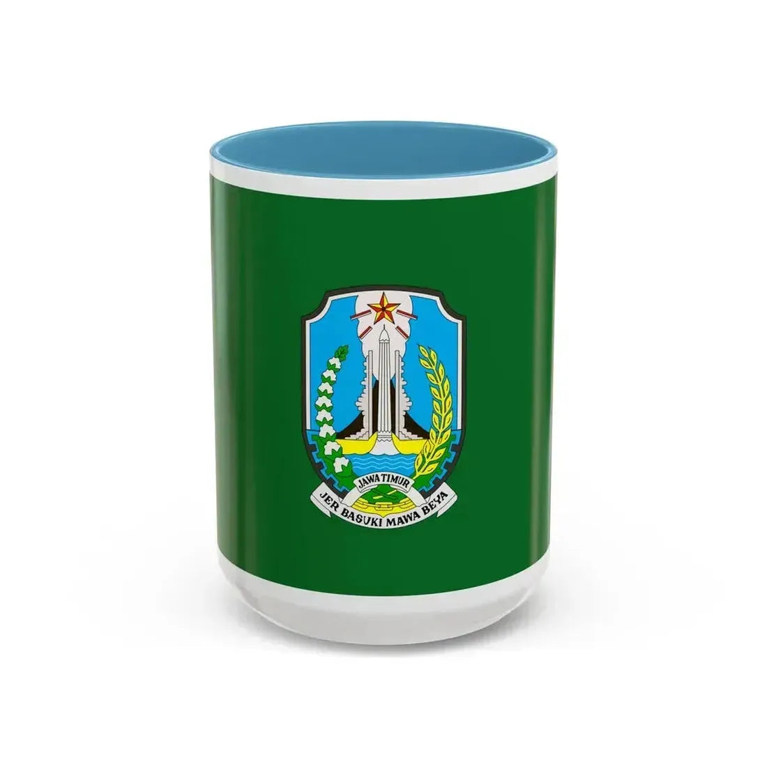 Flag of East Java Indonesia - Accent Coffee Mug 15oz Light Blue - Go Mug Yourself