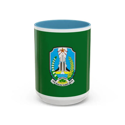 Flag of East Java Indonesia - Accent Coffee Mug 15oz Light Blue - Go Mug Yourself