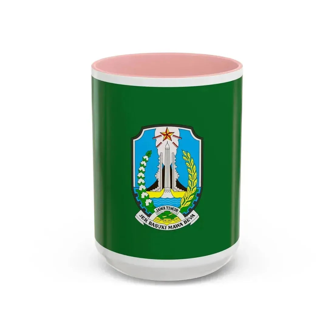 Flag of East Java Indonesia - Accent Coffee Mug 15oz Pink - Go Mug Yourself