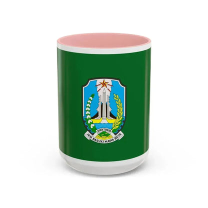 Flag of East Java Indonesia - Accent Coffee Mug 15oz Pink - Go Mug Yourself