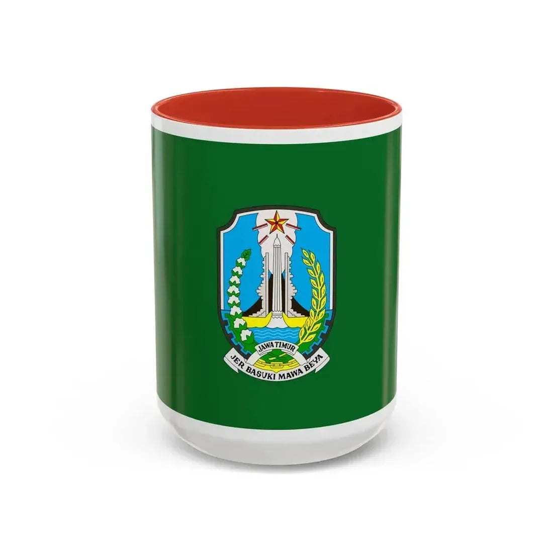 Flag of East Java Indonesia - Accent Coffee Mug 15oz Red - Go Mug Yourself