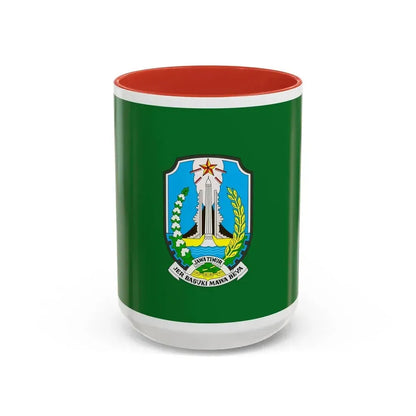 Flag of East Java Indonesia - Accent Coffee Mug 15oz Red - Go Mug Yourself