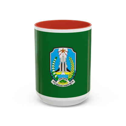Flag of East Java Indonesia - Accent Coffee Mug 15oz Red - Go Mug Yourself