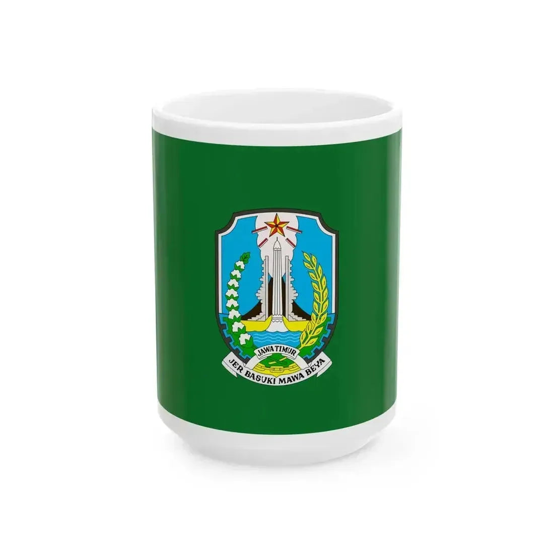Flag of East Java Indonesia - White Coffee Mug 15oz - Go Mug Yourself