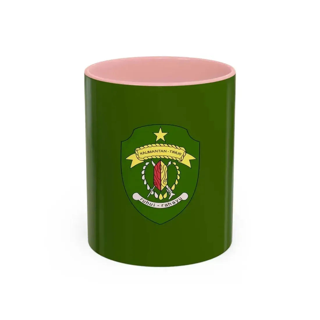 Flag of East Kalimantan Indonesia - Accent Coffee Mug 11oz Pink - Go Mug Yourself