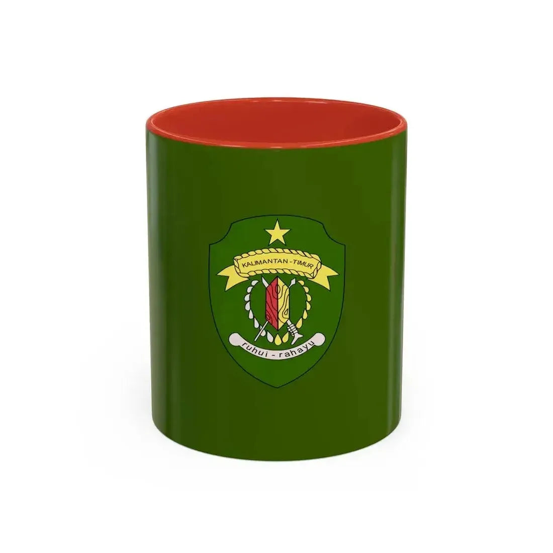 Flag of East Kalimantan Indonesia - Accent Coffee Mug 11oz Red - Go Mug Yourself