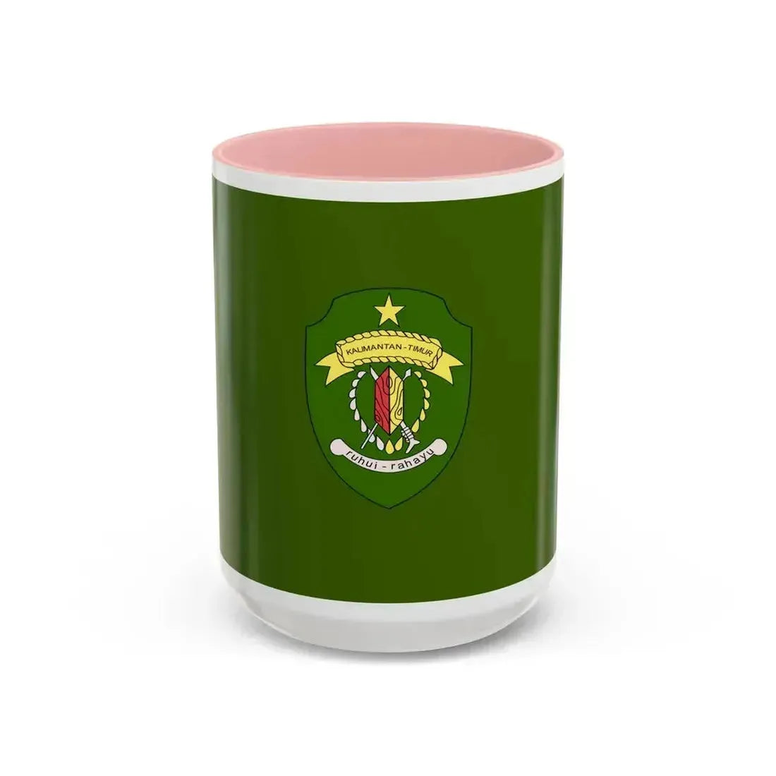 Flag of East Kalimantan Indonesia - Accent Coffee Mug 15oz Pink - Go Mug Yourself