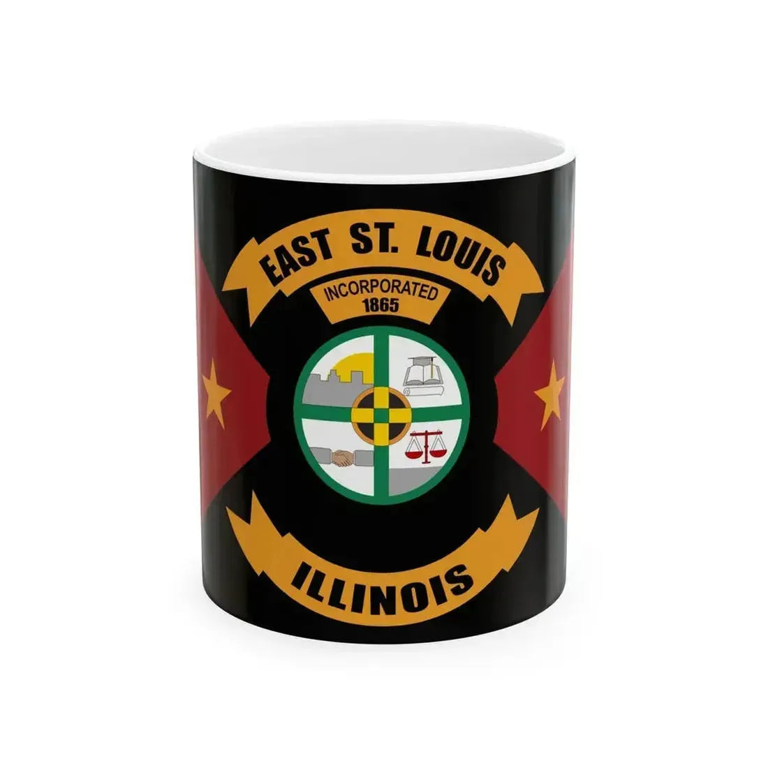 Flag of East St. Louis Illinois (United States) White Coffee Mug 11oz - Go Mug Yourself