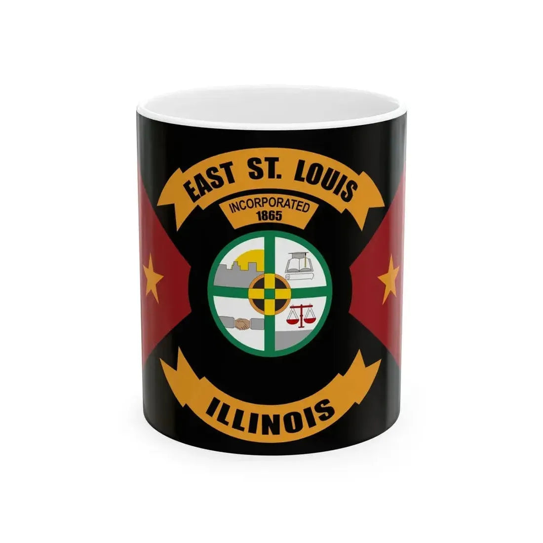 Flag of East St. Louis Illinois (United States) White Coffee Mug 11oz - Go Mug Yourself